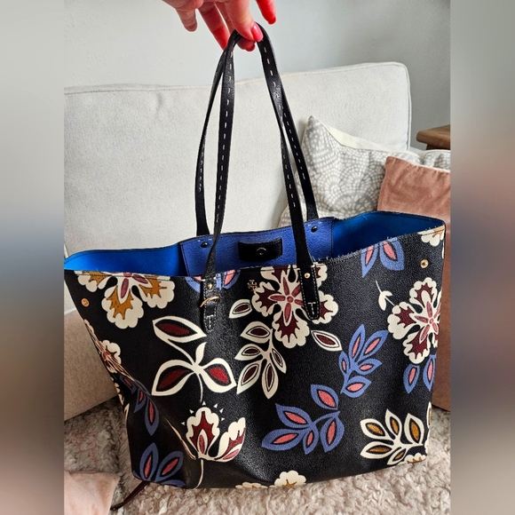 Tory Burch Handbags - Floral Black Tote Bag